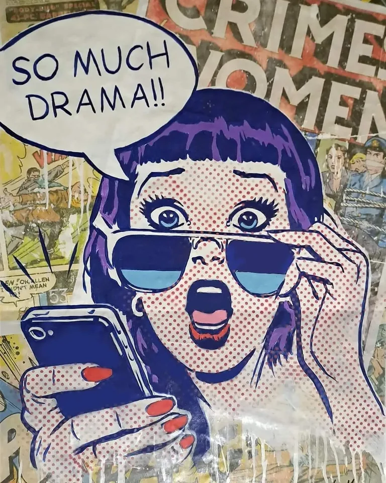 Comic-style portrait with sunglasses and a speech bubble